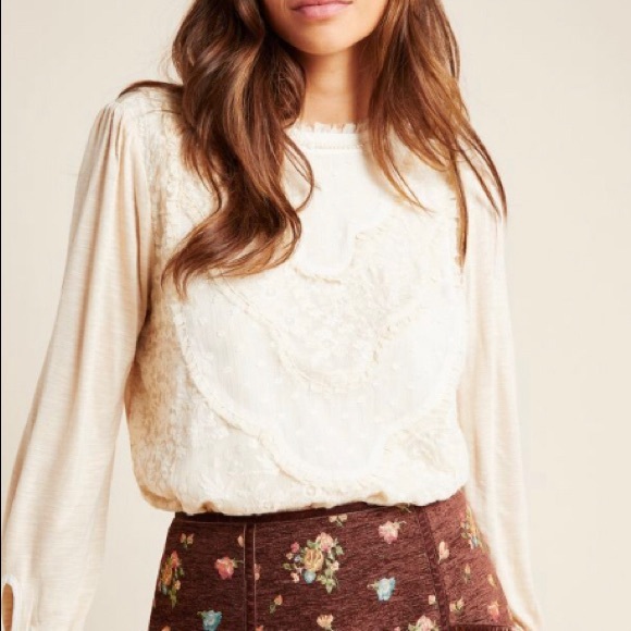 Anthropologie Tops - Anthropologie Tiny Finja lace embroidered top
